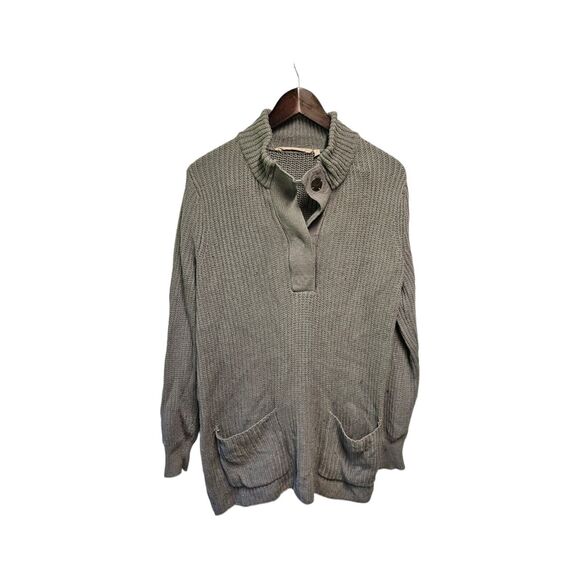 SOFT SURROUNDINGS Gray Sweater Button MEDIUM Oversized Pockets Slouchy - Picture 3 of 4